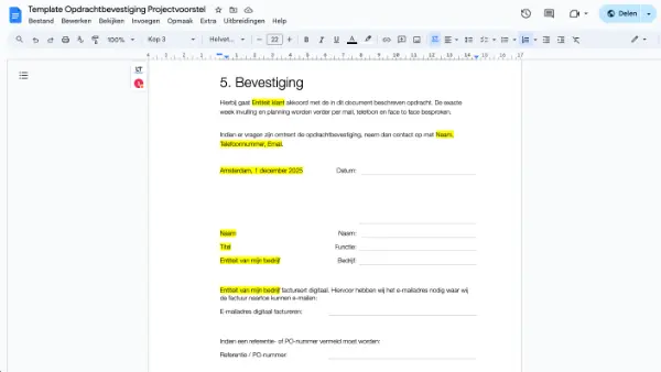 Template Opdrachtbevestiging Projectvoorstel 600